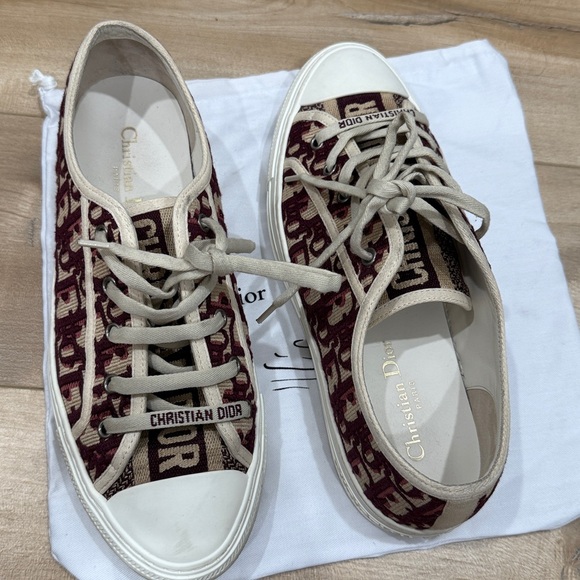 Christian Dior Red and Cream Sneakers - Picture 3 of 5